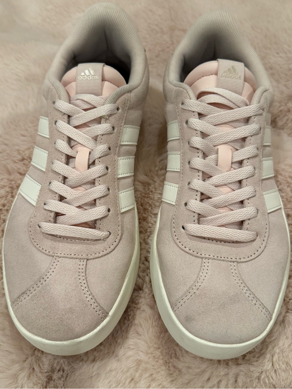 Adidas VL Court 3.0 Suede Sneakers Pink White Low Top Women's Size 9.5